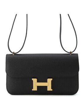 Hermes Shoulder Bag Constance Elan Miroir Black Gold Epsom